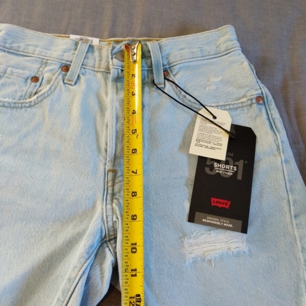 Levi's 501 Mid Thigh Bermuda Jean Denim Long Shorts Pants - Picture 10 of 15